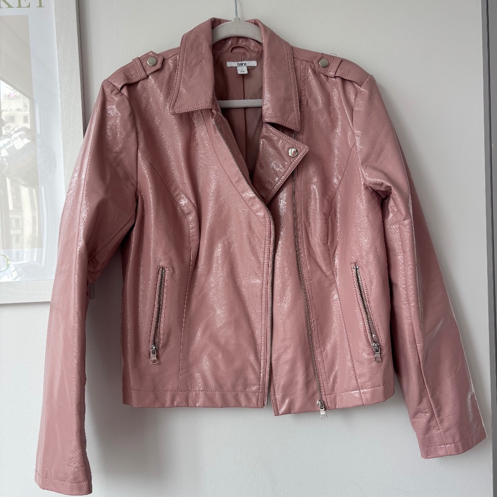 Bar III Pink Faux Leather Jacket
